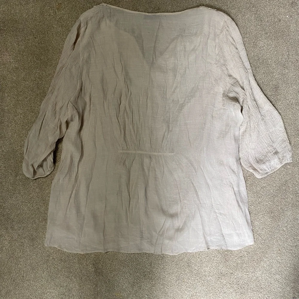 Spense Lightweight Crochet Detail Button Down Top Size 3X - Picture 3 of 4